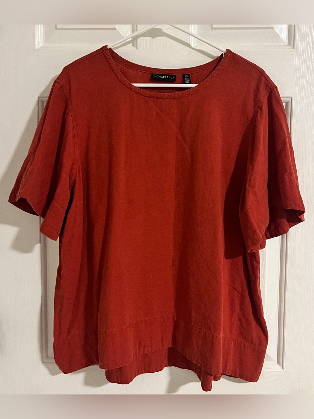 Casual short sleeve linen/viscose blend boxy tee 1X